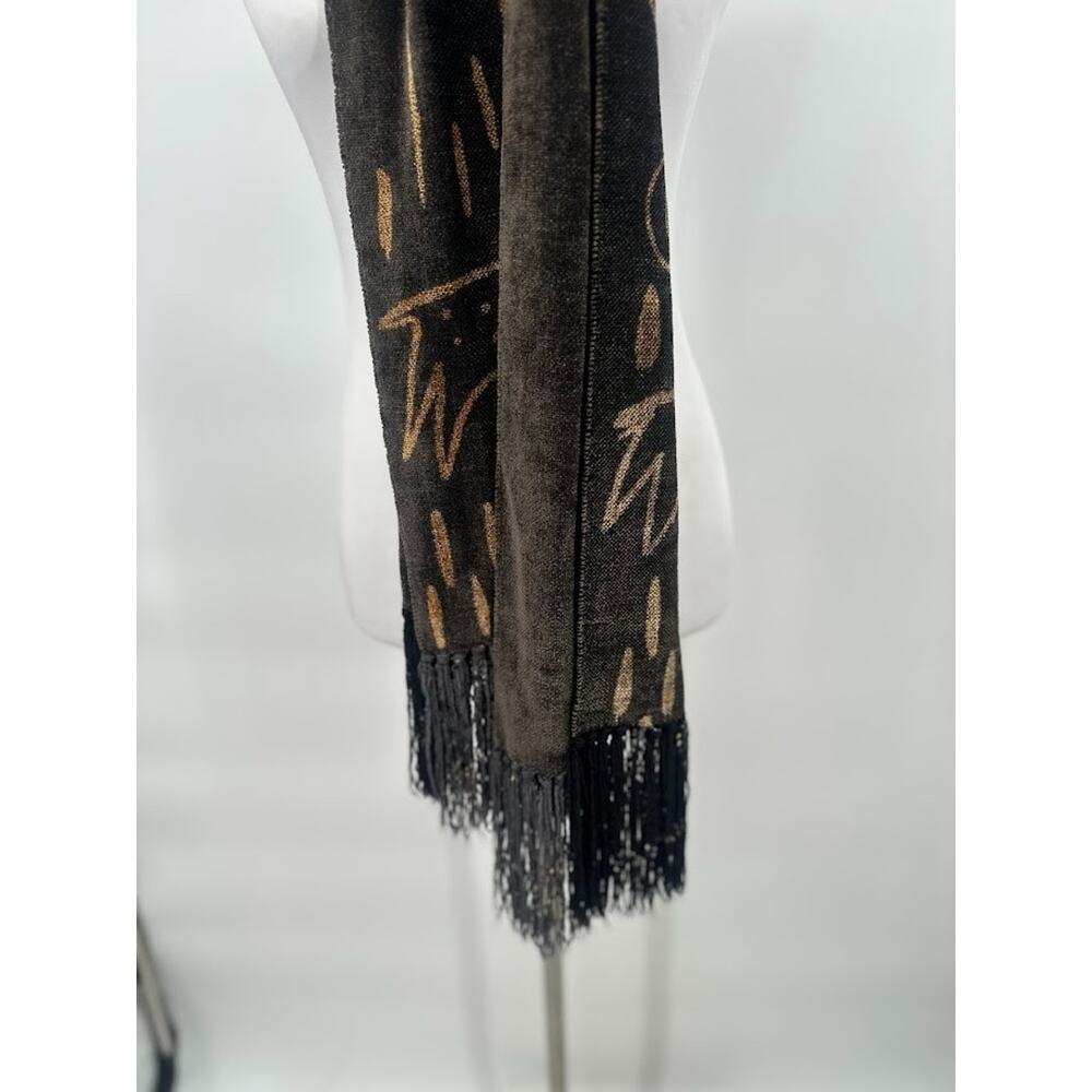 Maude Andrade Handwoven Elegance Artisian Tribal Folk Fringe Chenille Scarf 74"L - Picture 4 of 8